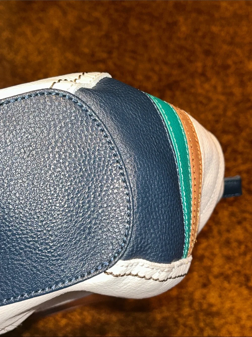 The Sak Cream, Navy & Teal Colorblock Shoulder Bag with Tan Handles